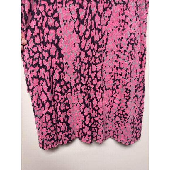 ATM Slub Jersey Long Sleeve Destroyed A-Line Dress Rose Quartz Leopard Print - Picture 4 of 9